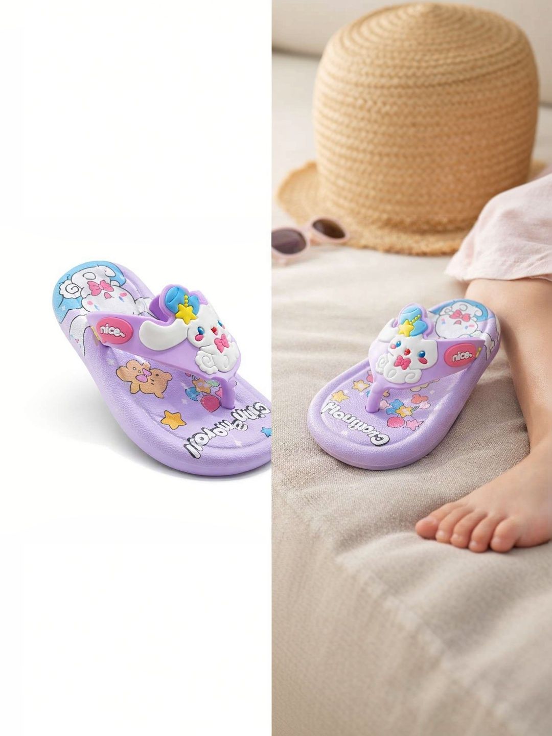 TRZ Unisex Kids Printed Thong Flip-Flops