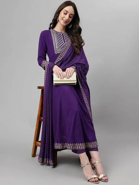 Women Viscose Rayon Kurta Palazzo Dupatta Set