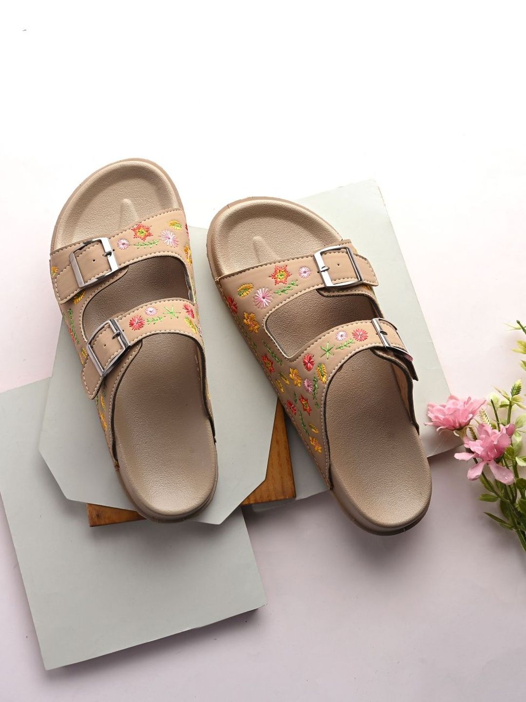 Rowlans Women Embroidered Comfort Sandals