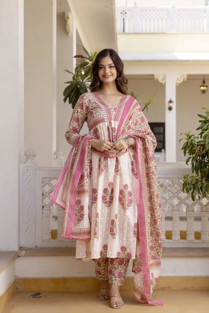 Women Pure Cotton Kurta Palazzo Dupatta Set