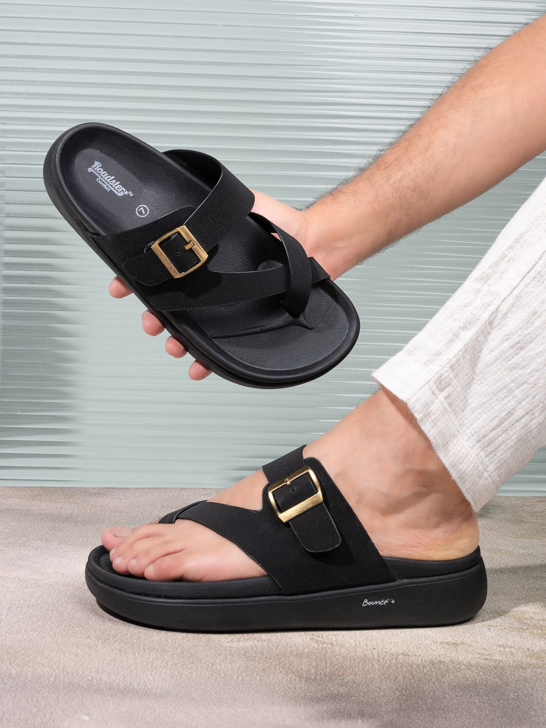 The Roadster Lifestyle Co. Men Slip-On Casual Comfort Sandals with Buckles