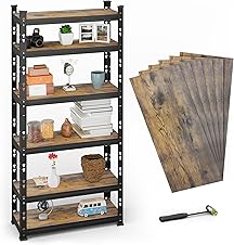BUILDSKILL 6-Tier Multipurpose Storage Rack | 170x70x30cm Bolt-Free Assembly Adjustable Rack | Oil & Water Friendly Dual-Side MDF Plywood Shelves | 175kg Load Per Shelf | Black Powder Coated Metal