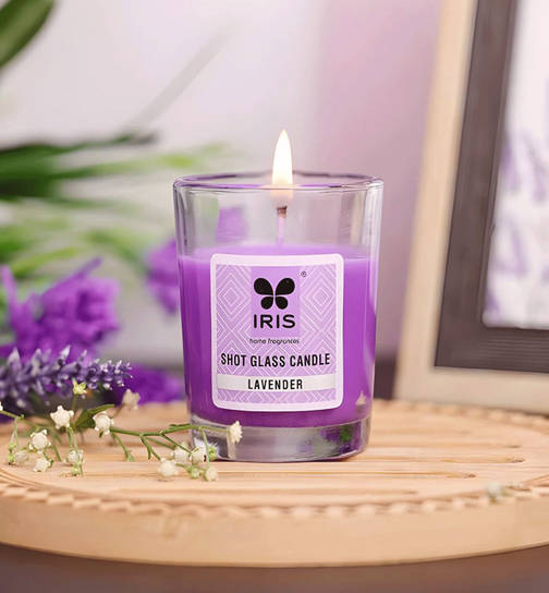 Iris Lavender Home Fragrance Shot Glass Candle (40 g, Purple)
