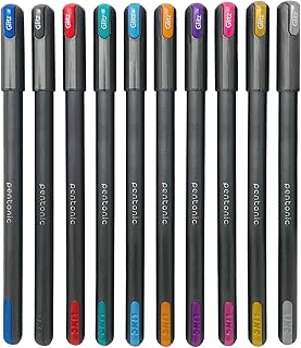 Pentonic Glitz 1.0 mm Multicolor Glitter Gel Pen | Multicolor Ink, Set Of 10 Pcs