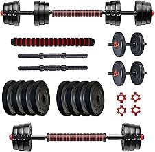 Protoner PVC 3 in 1 convertible DM 4-40 Kg Dumbbells Set and Fitness Kit for Men and Women Whole Body Workout (20 kg (2 kg x 4, 3 kg x 4), 3 in 1 convertible)