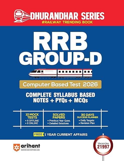 Arihant RRB Group D CBT Exam Preparation Book 2026 | Complete Syllabus Based Notes + PYQs and MCQs | 10 Mock Tests (5 Offline + 5 Online) | Solved Papers with Detailed Solutions | English Medium