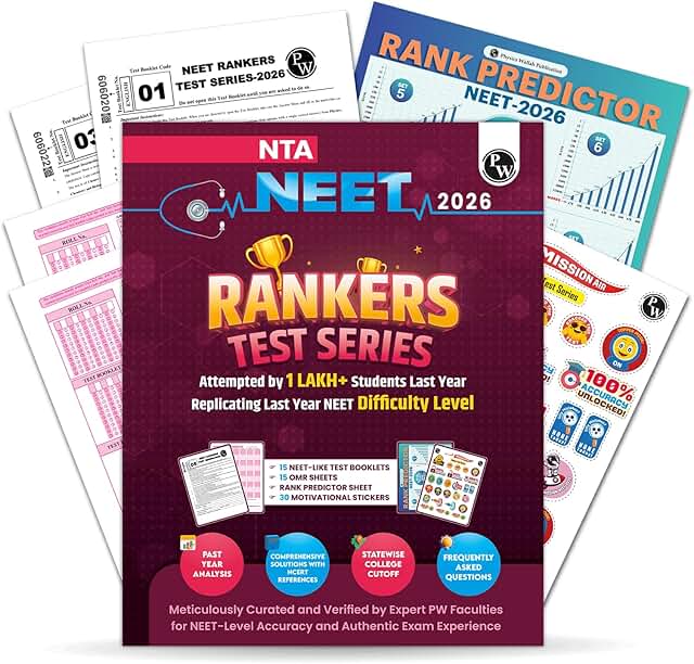 PW NTA 15 NEET Rankers Test Series 2026 | Expert Verified & Curated | 15 NEET-Like Test Booklets, 15 OMR Sheets, Solution Booklet, Rank Predictor & Statewise Cutoff Guide | Neet Test Series 2026