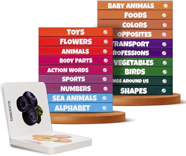 Kids' First Library Boxset of 20 Board Books, Early Learning Educational Book for Toddlers, Books for 1-3 Year Old, Animals, Fruits, Vegetables, Transport, Toys