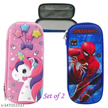 Ancientkart Pencil Big Hard Embossed Pouch with Unicorn Pencil set with erasers unicorn pencil box space pencil box dino pencil box spiderman pencil box unicorn pouch fancy eraser fancy highlighter fancy pen fancy pencil fancy sharpener